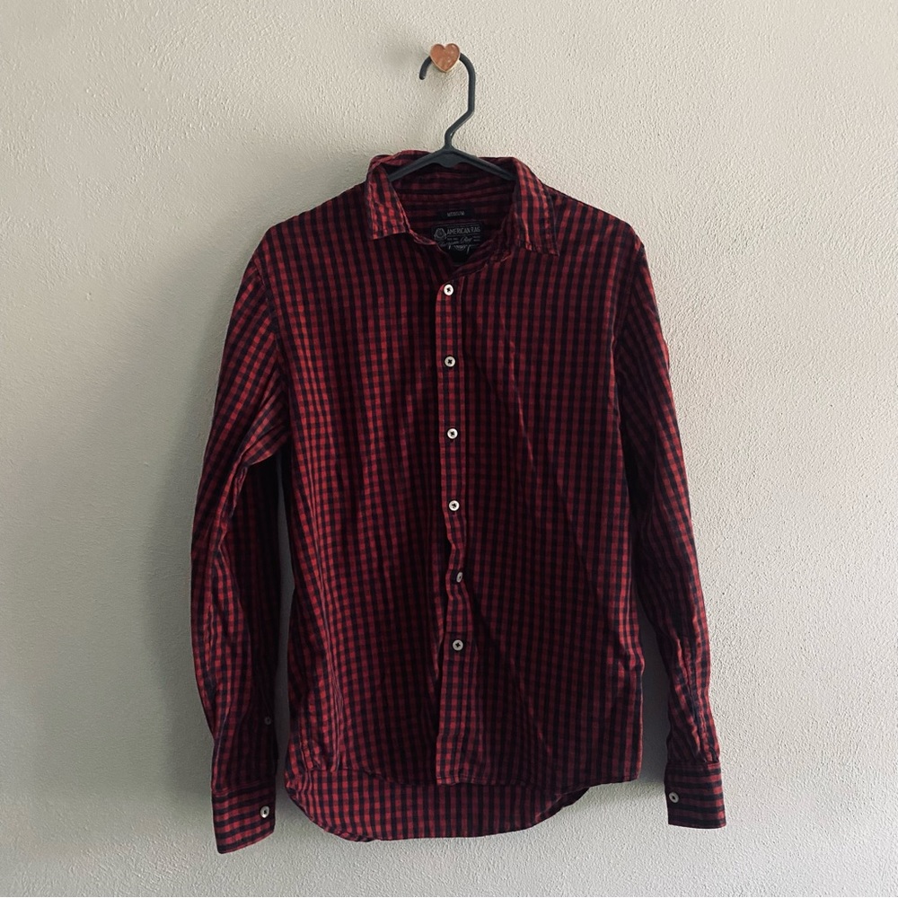 American Rag red plaid button down shirt